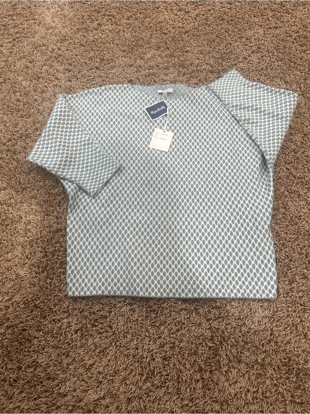 NWT WOMEN’S Sioni Light Blue & White Short Sleeve Patterned Shirt